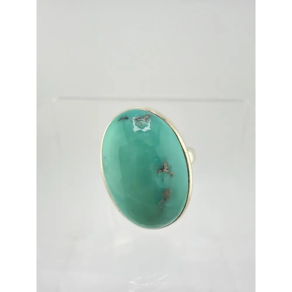 Sterling Silver Natural Turquoise Bezel Ring Size 9.5